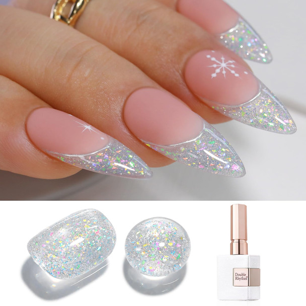 Double Rhythm 15ML Snow Glitter Gel Polish Shimmer Reflective Holographic Color for Nail Art Salon DIY at Home