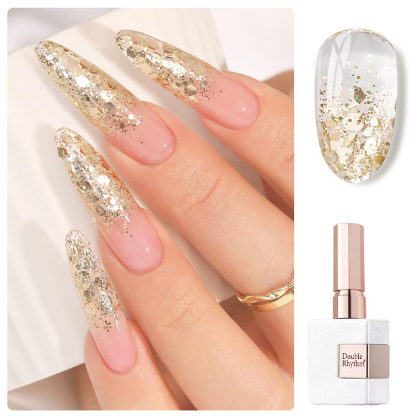 Double Rhythm 15ML Snow Glitter Gel Polish Shimmer Reflective Holographic Color for Nail Art Salon DIY at Home