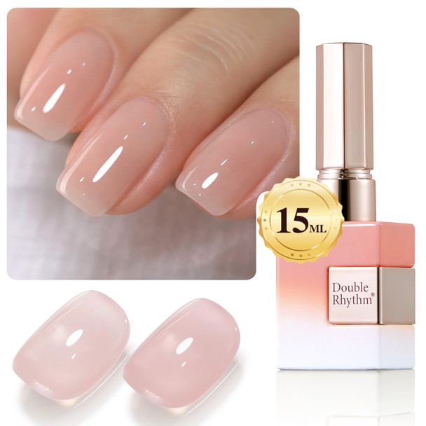 Double Rhythm Translucent Gel Polish Sheer Neutral Natural Light Milky Same Color Same Bottle 15ML Jelly Nail Polish Nail Art DIY at Home