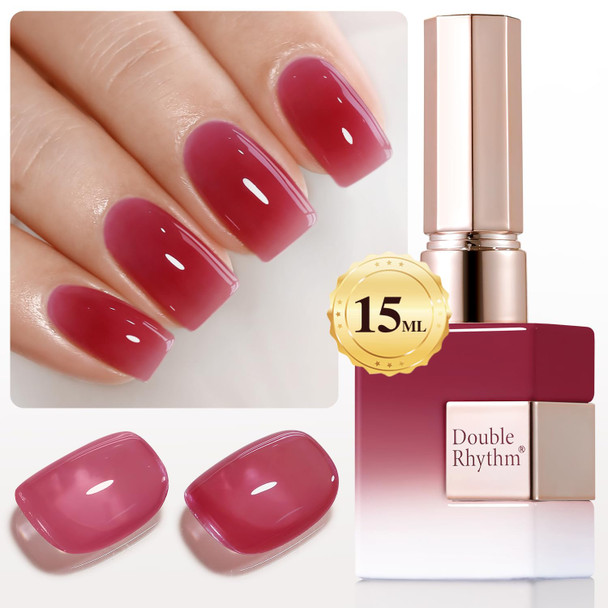 Double Rhythm Translucent Gel Polish Sheer Neutral Natural Light Milky Same Color Same Bottle 15ML Jelly Nail Polish Nail Art DIY at Home