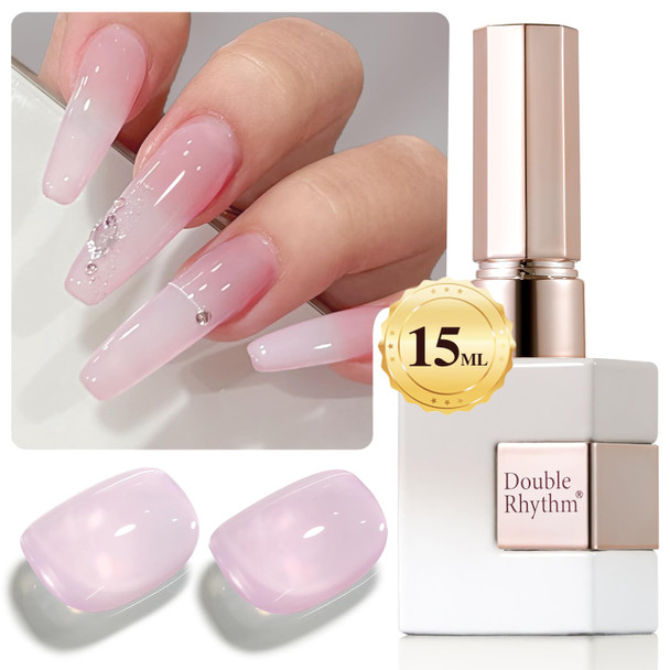 Double Rhythm Translucent Gel Polish Sheer Neutral Natural Light Milky Same Color Same Bottle 15ML Jelly Nail Polish Nail Art DIY at Home