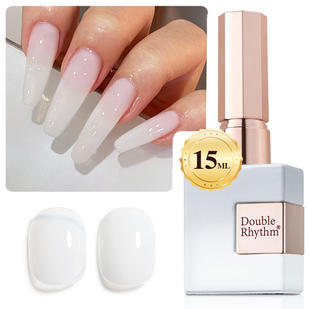 Double Rhythm Translucent Gel Polish Sheer Neutral Natural Light Milky Same Color Same Bottle 15ML Jelly Nail Polish Nail Art DIY at Home