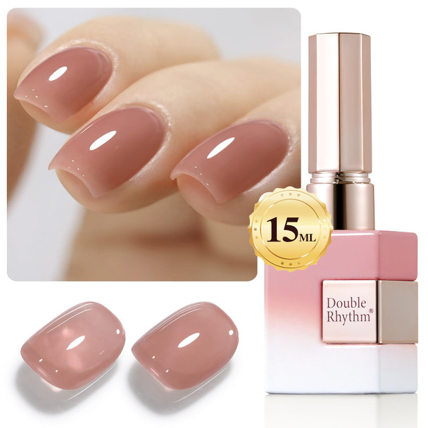 Double Rhythm Translucent Gel Polish Sheer Neutral Natural Light Milky Same Color Same Bottle 15ML Jelly Nail Polish Nail Art DIY at Home
