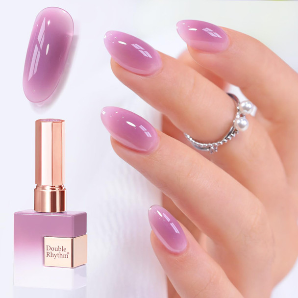 Double Rhythm Translucent Gel Polish Sheer Neutral Natural Light Milky Same Color Same Bottle 15ML Jelly Nail Polish Nail Art DIY at Home