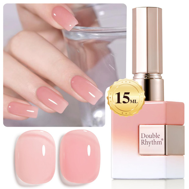 Double Rhythm Translucent Gel Polish Sheer Neutral Natural Light Milky Same Color Same Bottle 15ML Jelly Nail Polish Nail Art DIY at Home