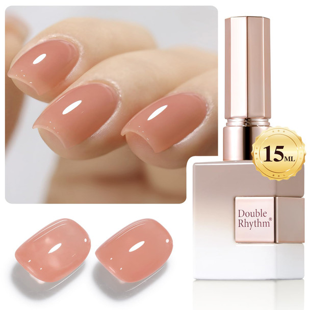 Double Rhythm Translucent Gel Polish Sheer Neutral Natural Light Milky Same Color Same Bottle 15ML Jelly Nail Polish Nail Art DIY at Home