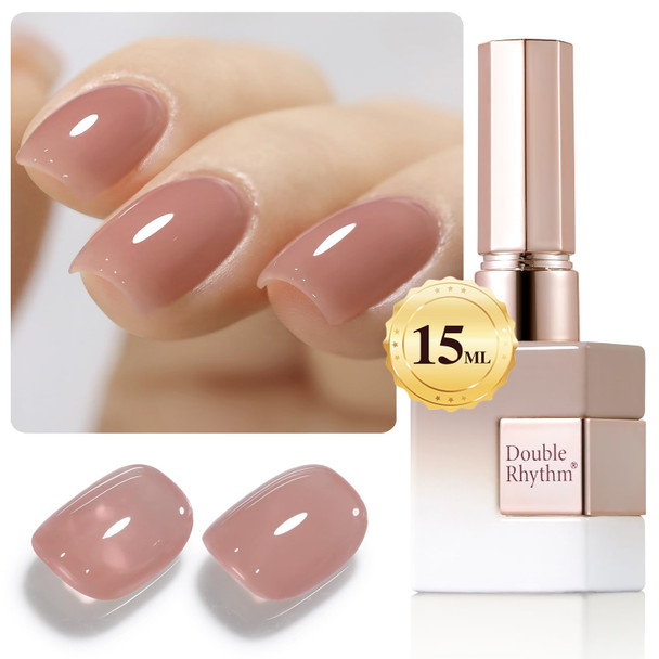 Double Rhythm Translucent Gel Polish Sheer Neutral Natural Light Milky Same Color Same Bottle 15ML Jelly Nail Polish Nail Art DIY at Home