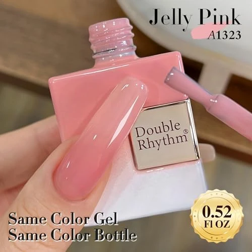 Double Rhythm Translucent Gel Polish Sheer Neutral Natural Light Milky Same Color Same Bottle 15ML Jelly Nail Polish Nail Art DIY at Home