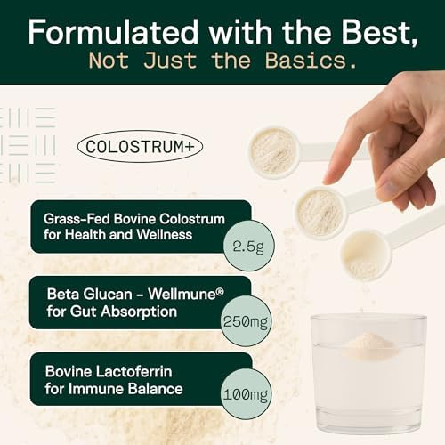 Adapt Naturals Colostrum Supplement (2500mg) with Lactoferrin & Beta-Glucan