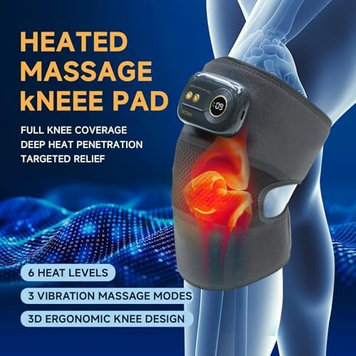IUECSE Heated Knee Massager for Pain Relief  Knee Heating Pad with Vibration Rechargeable Knee Brace for Knee Elbow Relief  Massager for Men and Women