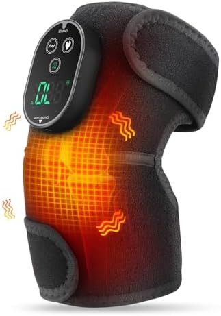 FlareMore Cordless Heated Knee Massager with Vibration FSA Eligible HSA Heated Knee Brace Wrap Heating Shoulder Brace Support Wrap for Knee Elbow Heating Pad with 6 Heating Levels 3 Massage Modes andTimer
