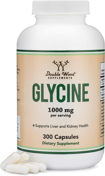 Double Wood Supplements Glycine Capsules 1000mg Supports Restful Sleep & Relaxation