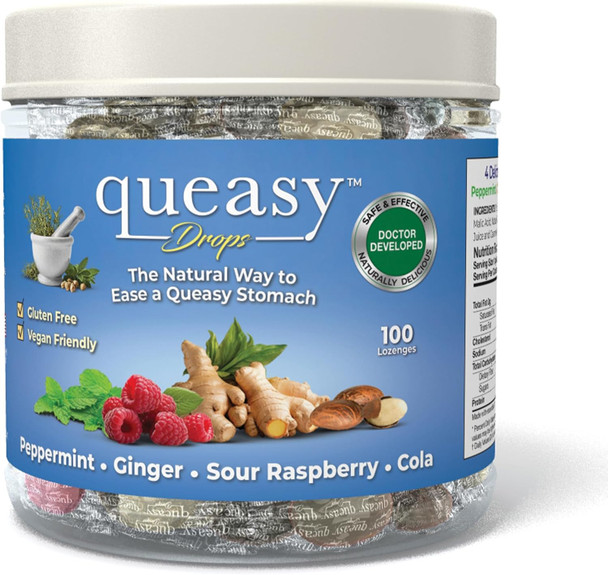 Three Lollies Queasy Drops Relief from Nausea & Travel Sickness Soothes a Dry Mouth & Settles Stomach Natural Ingredients