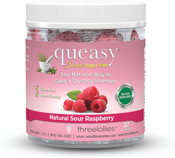 Three Lollies Queasy Drops Relief from Nausea & Travel Sickness Soothes a Dry Mouth & Settles Stomach Natural Ingredients