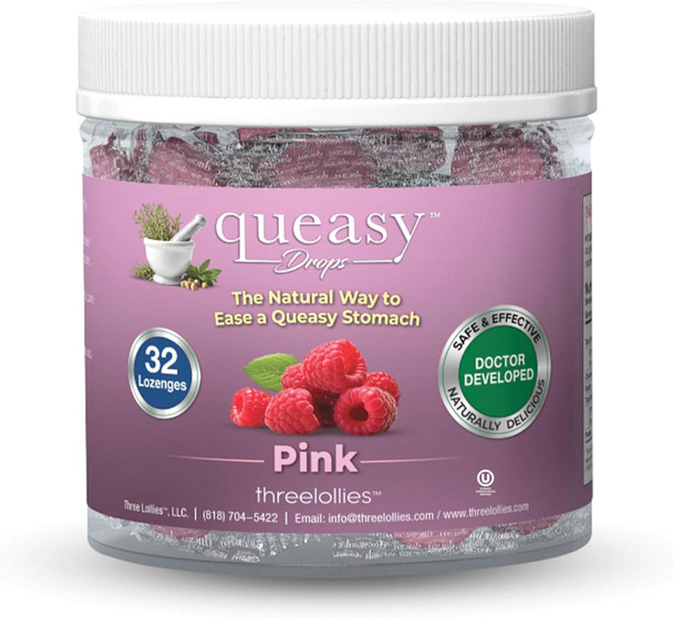 Three Lollies Queasy Drops Relief from Nausea & Travel Sickness Soothes a Dry Mouth & Settles Stomach Natural Ingredients