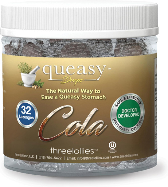 Three Lollies Queasy Drops Relief from Nausea & Travel Sickness Soothes a Dry Mouth & Settles Stomach Natural Ingredients