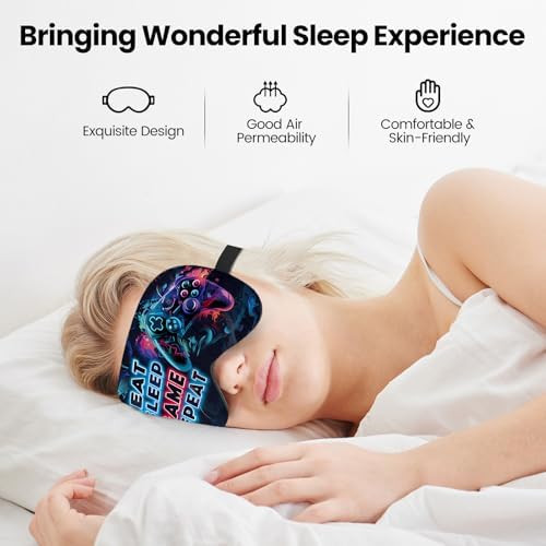 knIykmr 2 Pcs Boys Sleep Eye Mask Guys Blackout Sleeping Silk Mask for Kids Adult Children's Travel Eye Cover Blindfold for Game