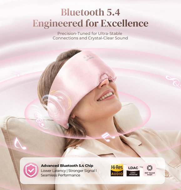 LC-dolida 3D Silk Bluetooth Sleep Mask Mulberry Silk Sleep Mask with Bluetooth Headphones, Bluetooth Eye Sleep Mask for Side Sleepers Total Blackout Bluetooth Eye Mask for Women Men