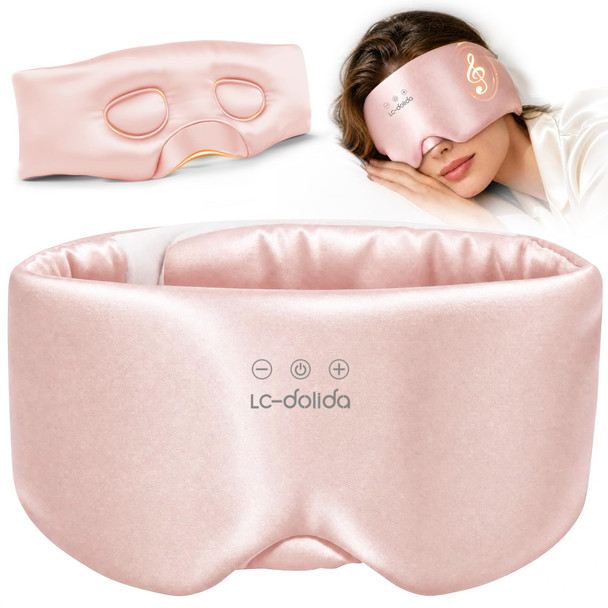LC-dolida 3D Silk Bluetooth Sleep Mask Mulberry Silk Sleep Mask with Bluetooth Headphones, Bluetooth Eye Sleep Mask for Side Sleepers Total Blackout Bluetooth Eye Mask for Women Men