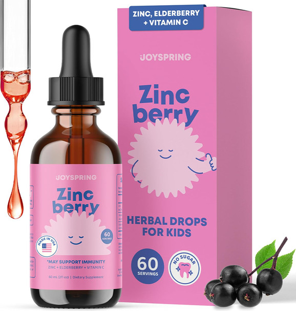 JoySpring ZincBerry Kids Zinc Drops Elderberry