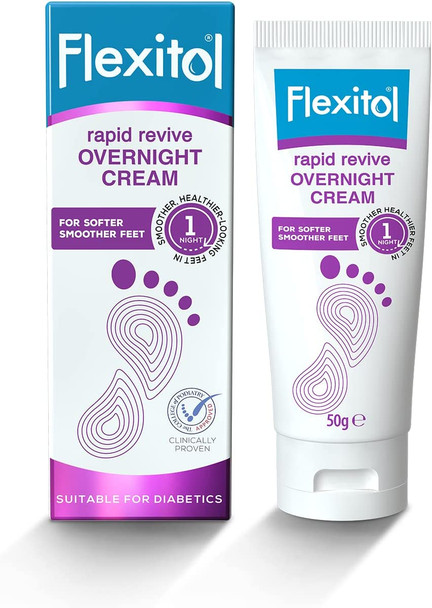 Flexitol Rapid Revive Overnight Cream, Moisturising Cream for Dry, Hard and Rough Skin on the Feet 50g Flexitol Rapid Revive Overnight Cream, Moisturising Cream for Dry, Hard and Rough Skin on the Feet 50g
