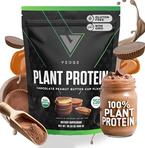 VEDGE Vegan Protein Powder USDA Organic Peanut Butter Cup 20 Servings