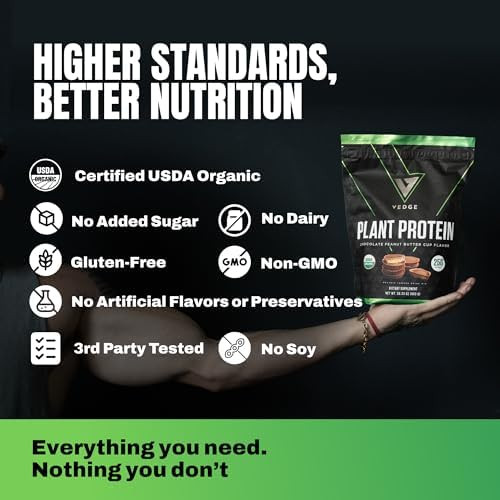 VEDGE Vegan Protein Powder USDA Organic Peanut Butter Cup 20 Servings