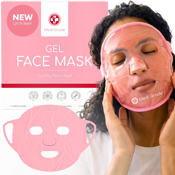 Medi Grade Cooling Face Mask, Gel Ice Pack for Face with Lycra Cover
