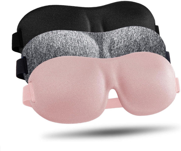 LKY DIGITAL Sleep Mask for Side Sleeper 3 Pack Blackout 3D Eye Mask