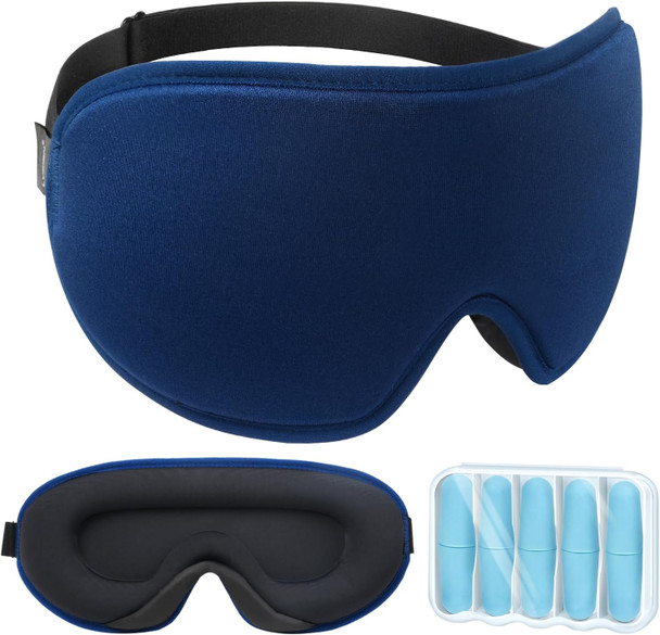 LYSIAN 3D Blackout Sleep Mask for Side Sleepers 5 Pairs Ear Plugs