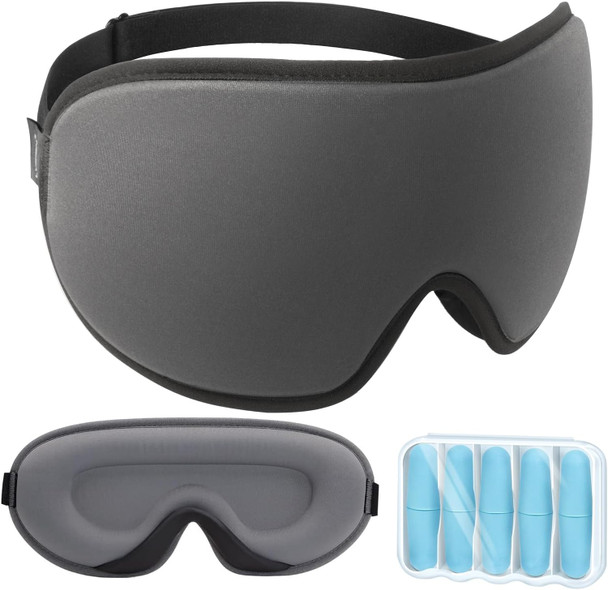 LYSIAN 3D Blackout Sleep Mask for Side Sleepers 5 Pairs Ear Plugs