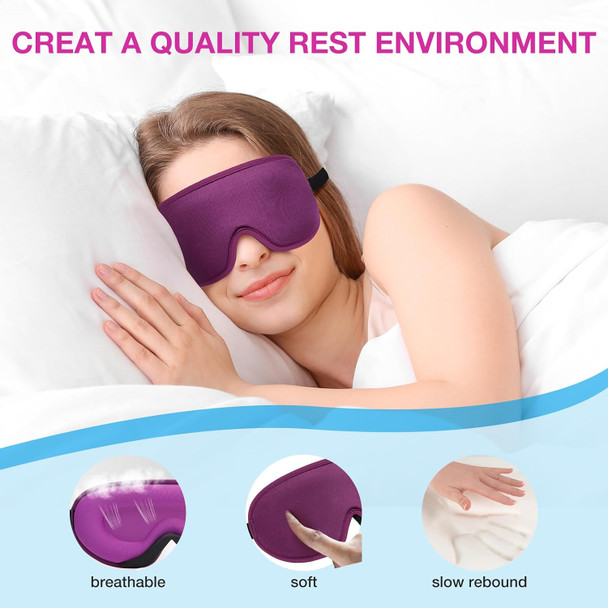 LYSIAN 3D Blackout Sleep Mask for Side Sleepers 5 Pairs Ear Plugs