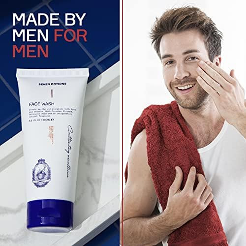 SEVEN POTIONS Face Wash for Men  Gentle Facial Cleanser For All Skin Types – Maintain Skin’s Moisture Hydration Healthy Appearance  Natural Vegan Cruelty Free