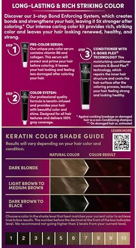 Schwarzkopf Keratin Color Permanent Hair Color 1.8 1 Application -Professionally Inspired Permanent Hair Dye  for up to 80% Less Breakage vs Untreated Hair and up to 100% Gray Coverage