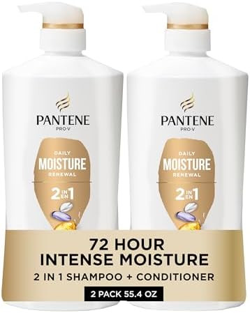 Pantene 2-in-1 Shampoo & Conditioner Daily Moisture Renewal - Pro-V Nutrients for Dry  Color-Treated Straight to Curly Hair  72-Hour Hydration & Softness