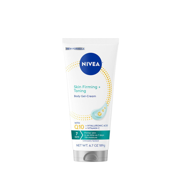 NIVEA Skin Firming  and  Toning Body Gel Cream with Q10 Hyaluronic Acid and Vitamin C Clinically Tested Skin Firming  and Toning Cream 72-Hour Moisture
