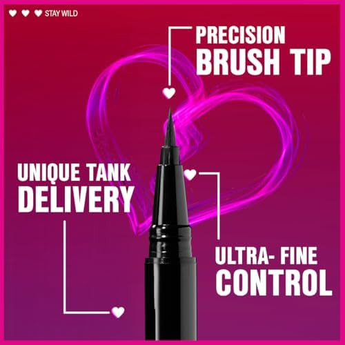 wet n wild Mega Last Breakup Proof Liquid Eyeliner - Ultra-Fine Brush, Waterproof, 16-Hour Long-Lasting Wear- Cruelty-Free & Vegan