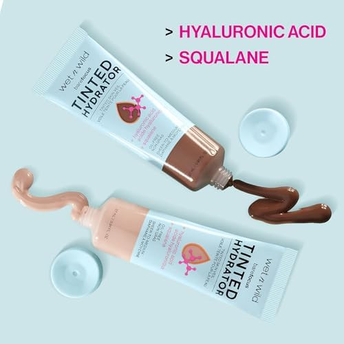 wet n wild Bare Focus Tinted Hydrator Tinted Skin Veil, Lightweight Buildable Coverage with Hyaluronic Acid & Vegan Squalane, Sheer-to-Medium Coverage, Semi-Matte Finish, Cruelty-Free
