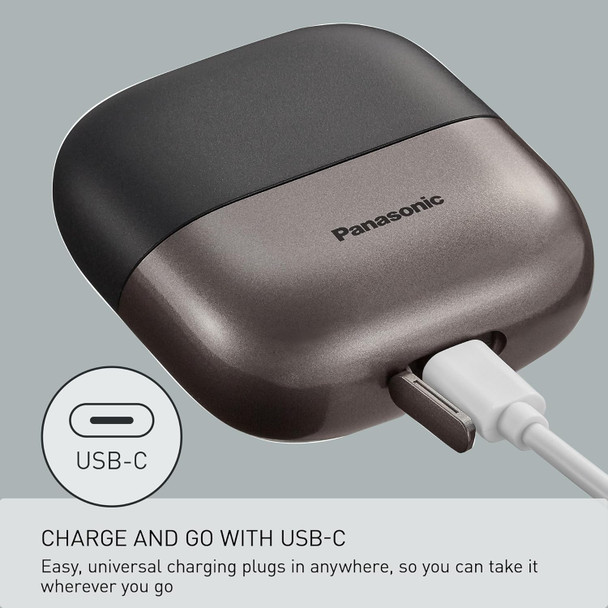 Panasonic Swipe Right Travel Shaver for Men Portable Electric Razor for Men with USB-C Charging -Blade Cutting System and Beard Sensor Technology Wet/Dry Use