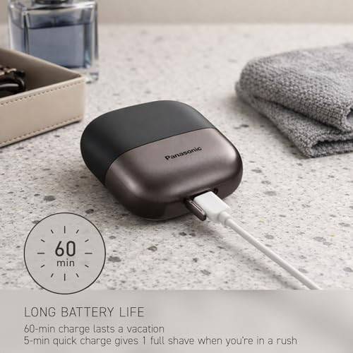 Panasonic Swipe Right Travel Shaver for Men Portable Electric Razor for Men with USB-C Charging -Blade Cutting System and Beard Sensor Technology Wet/Dry Use