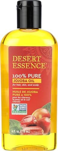 Desert Essence Pure Jojoba Oil Moisturizes Body Skin and  Cleanses Clogged Pores -Nourishes Hair and Scalp Hair Care and  Skincare Essential Oil  Suitable for Sensitive Skin 118 ml
