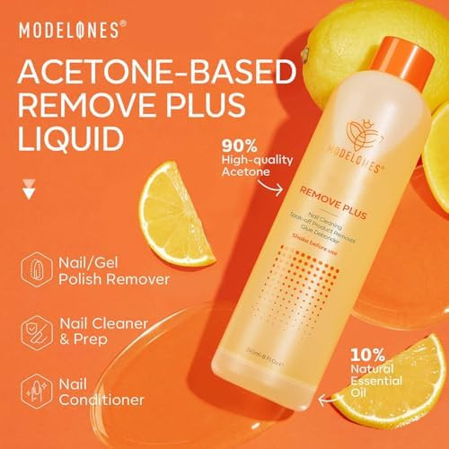 modelones Acetone Nail Polish Remover, Gel & Nail Polish Quick Removal 8 Oz