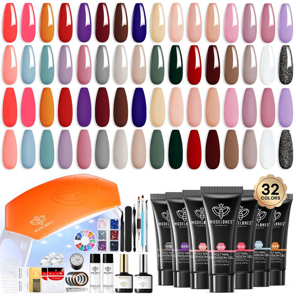 Modelones Poly Gel Nail Kit 3 Colors Clear White Apricot with Slip Solution