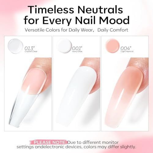 Modelones Poly Gel Nail Kit 3 Colors Clear White Apricot with Slip Solution