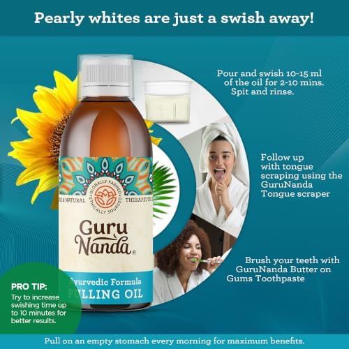GuruNanda Original Coconut Oil Pulling Mouthwash with Sesame Oil, 8.45oz