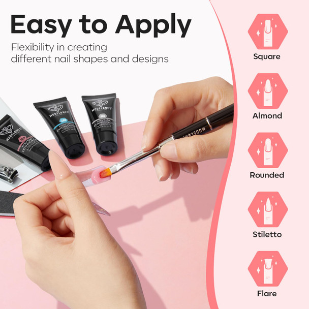 Modelones Poly Nail Gel Kit 6 Colors with 48W UV/LED Lamp Clear