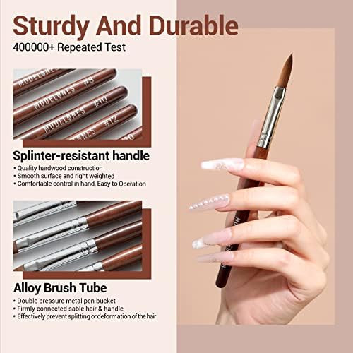 Modelones Acrylic Nail Brush 100% Pure Kolinsky Hair Bristles Size8