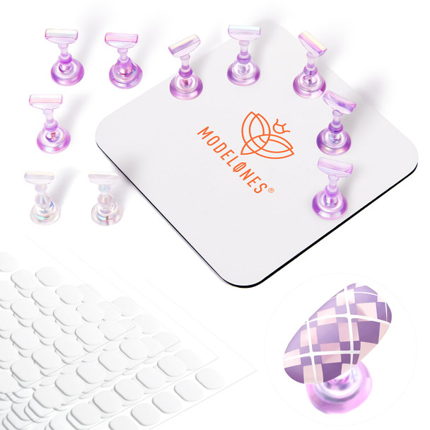 Modelones Nail Stand Round Metal Base Press on Nail Tips Holder