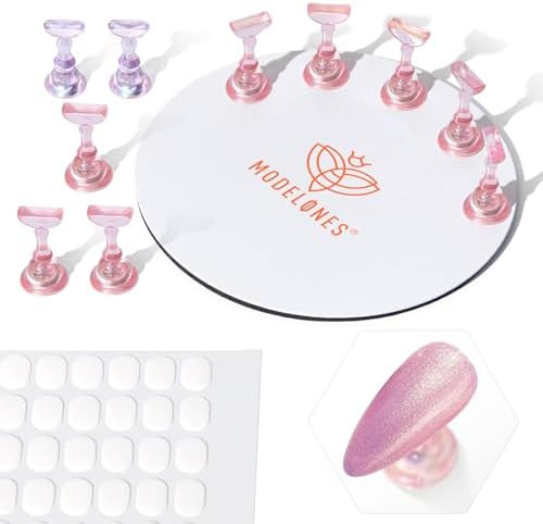 Modelones Nail Stand Round Metal Base Press on Nail Tips Holder