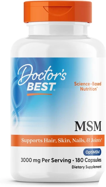 Doctor's BEST MSM Supplement Capsules for Men & Women - Supports Hair, Skin, Nails, Joint Health & Mobility, 3000 mg Per Serving, Delivers Beneficial Sulfur w/OptiMSM, Gluten Free, Non GMO -
